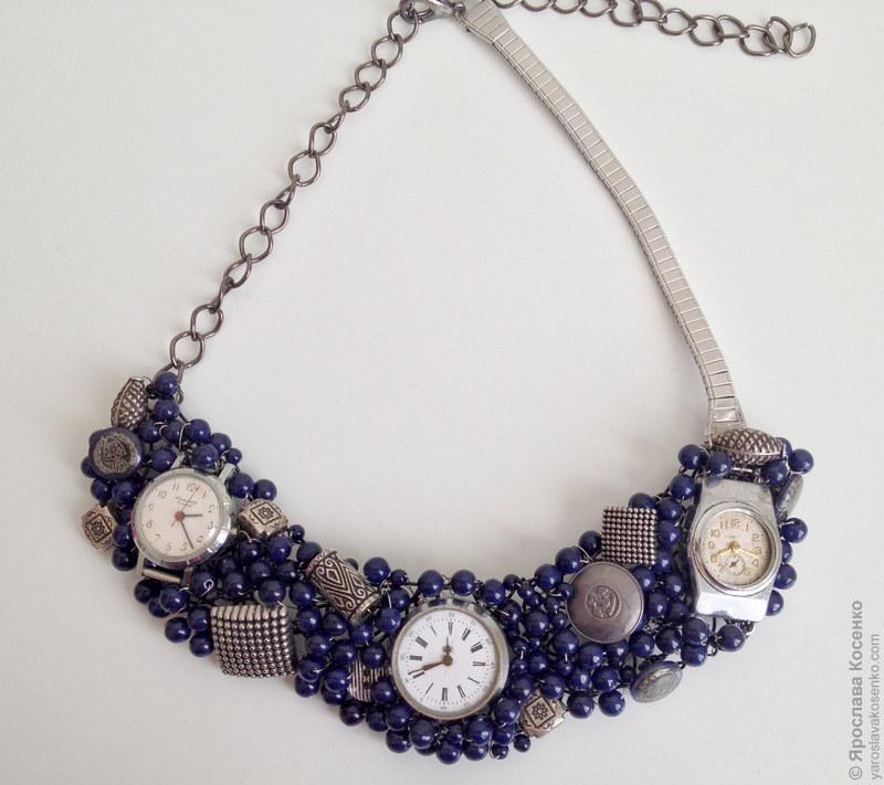 Колье «Часы пришли» (синее). Ожерелья. Авторские украшения. Ярослава Косенко
