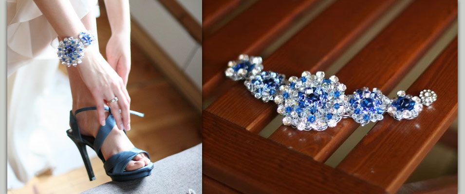 Сине-белый браслет для невесты